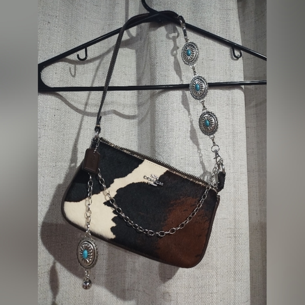 Coach Noelita 19 Handbag Featuring Cow Print Pony Hair Leather Customized.
